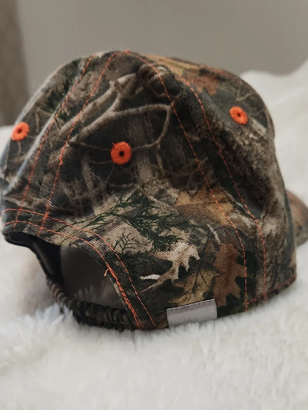 Kid's Camouflage 'I Hunt For Hugs' Baseball Cap - Orange Embroidery